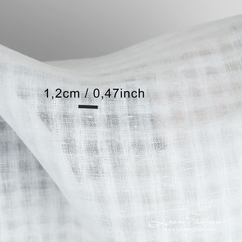 White linen fabric in checks
