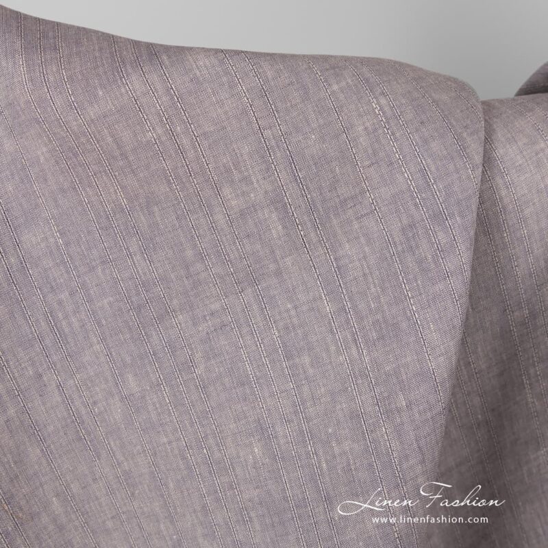 Brownish violet linen fabric, striped.
