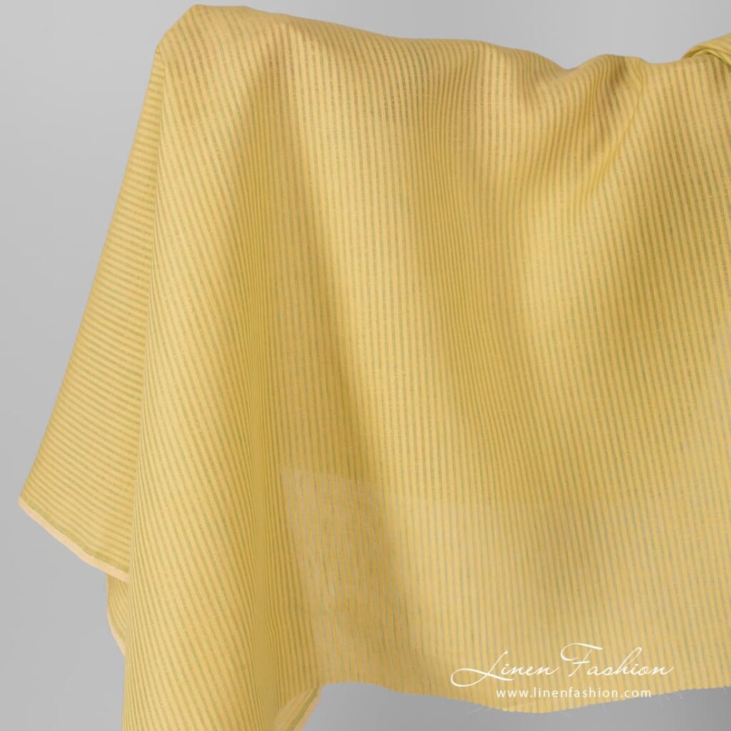 Linen fabric in yellow and light green stripes.