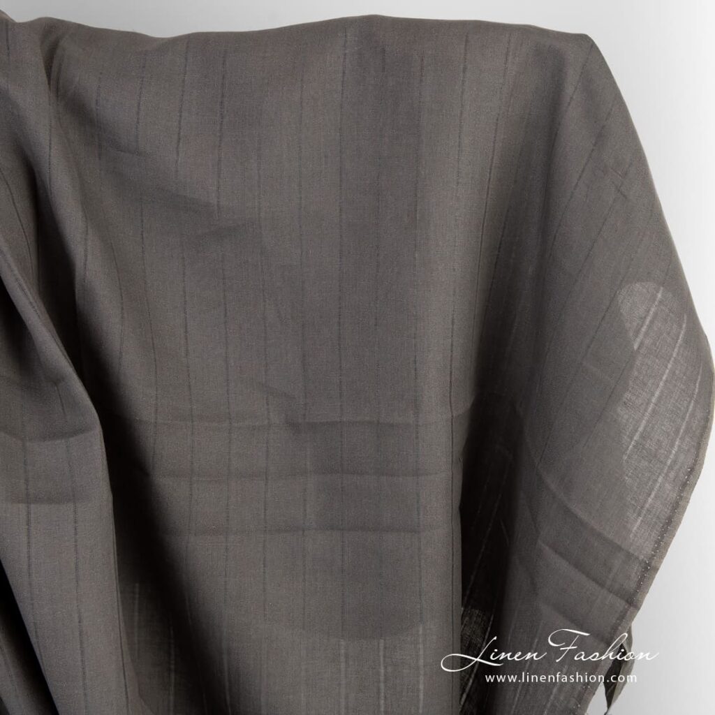 Grey-brown linen fabric in stripes