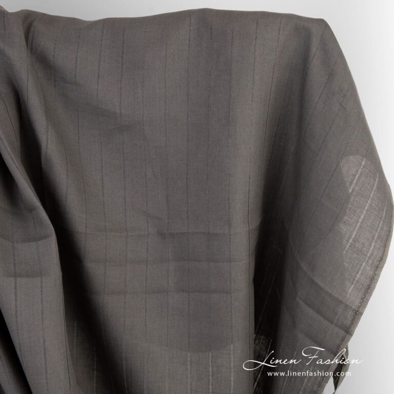 Grey-brown linen fabric in stripes