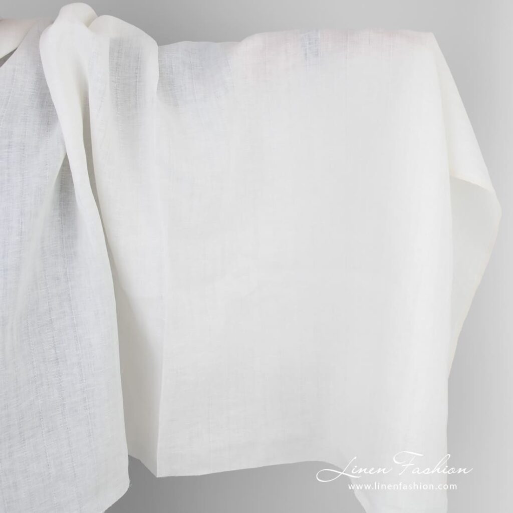 White linen fabric in vertical stripes
