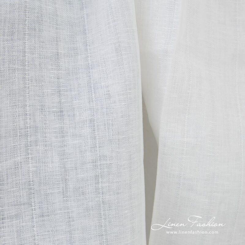 White 100% linen fabric