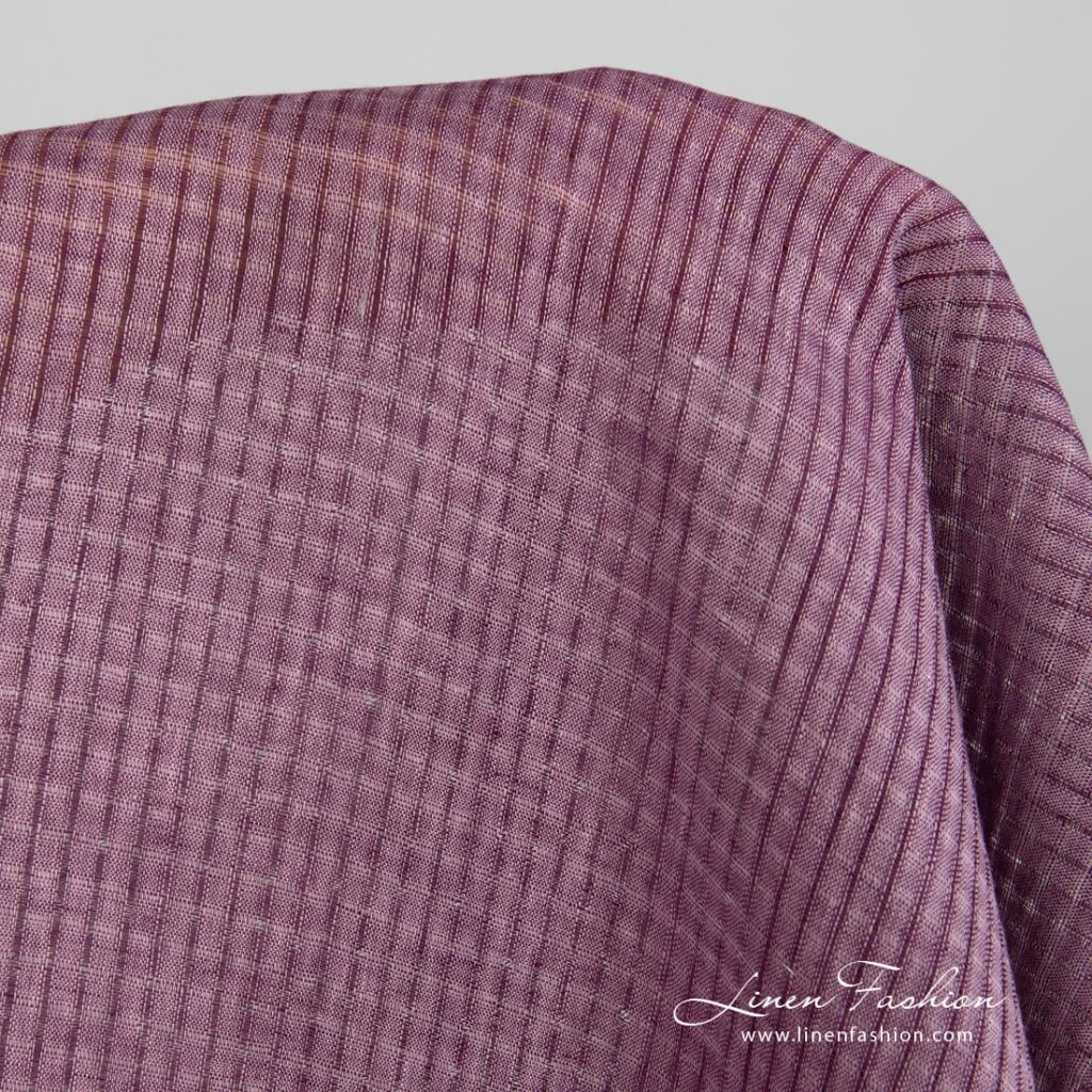 Linen fabric with violet transparent checks product photo