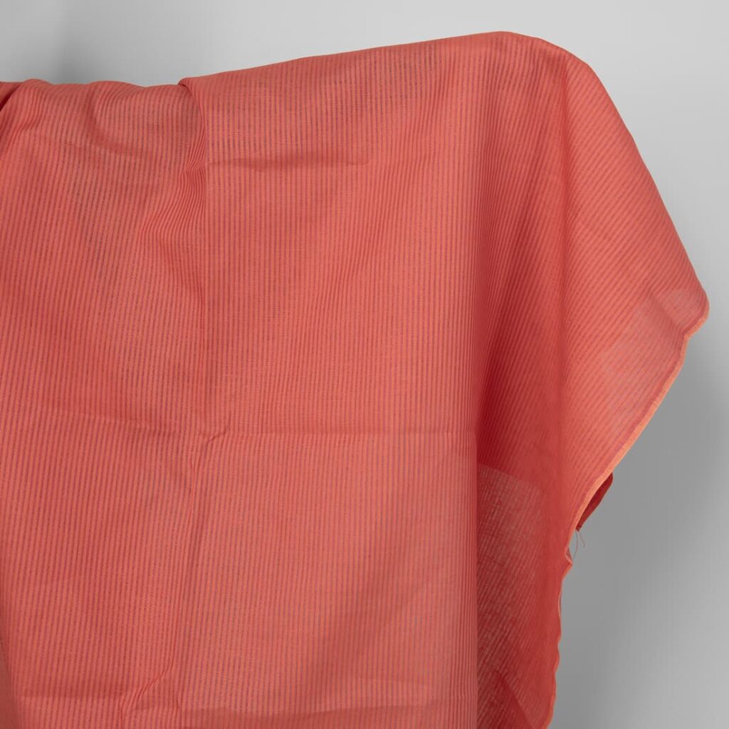 Linen fabric in coral and pink stripes