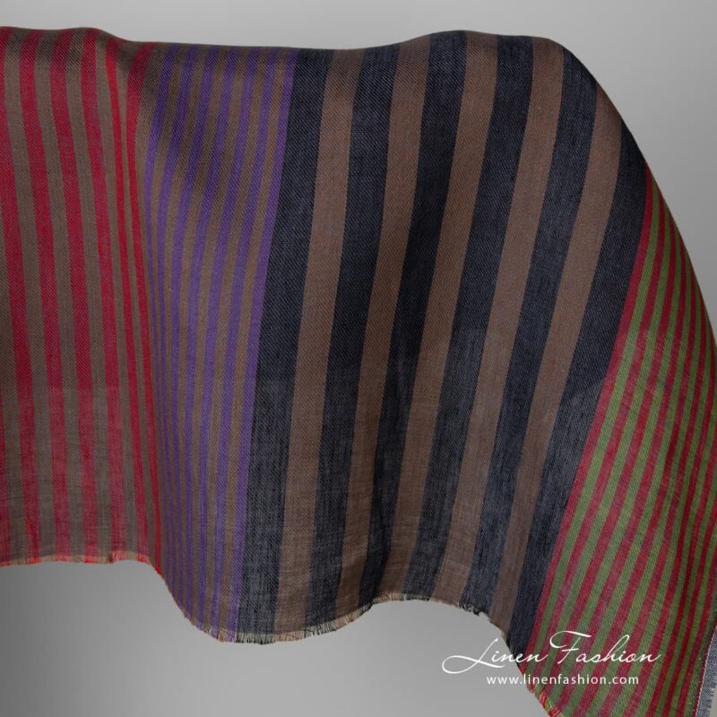 Linen fabric striped brown multicolour product photo