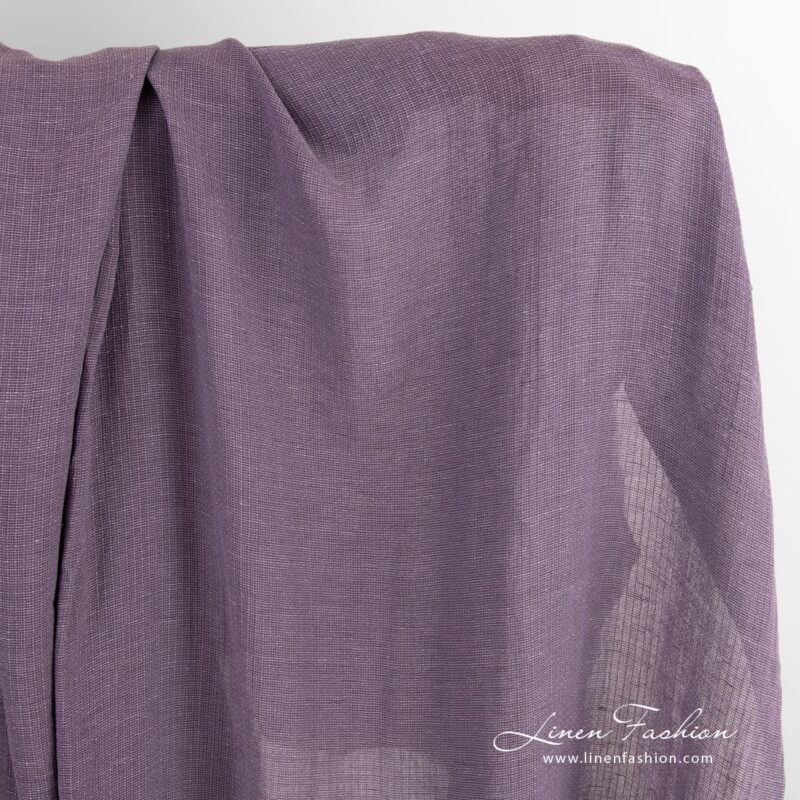 Transparent violet linen cotton fabric