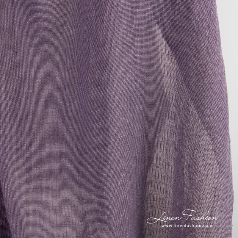 Violet linen cotton fabric in gauze