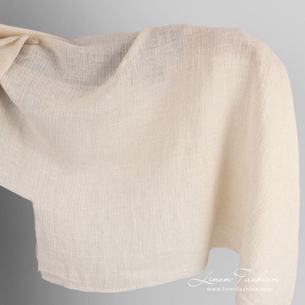 Beige linen cotton fabric