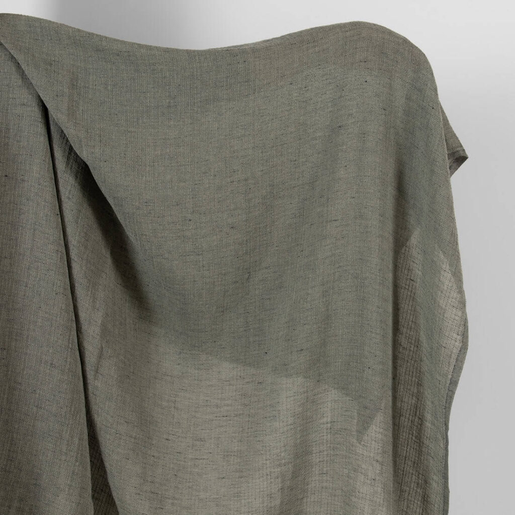 Grey linen cotton fabric in small delicate design