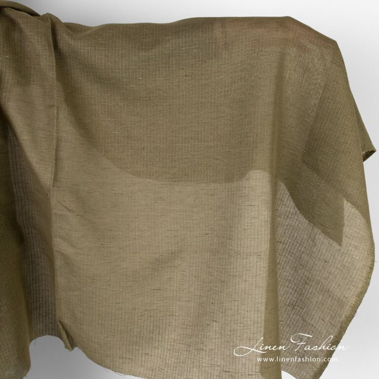 Green linen cotton fabric