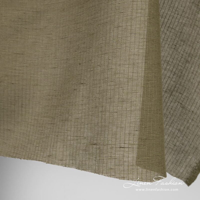 Green linen cotton fabric, gauze