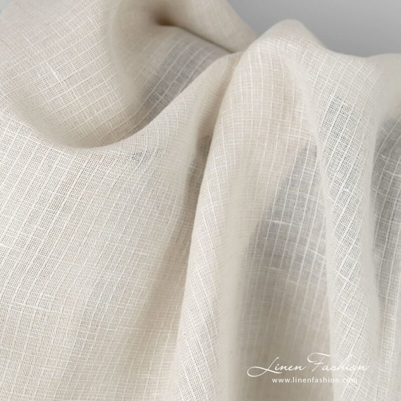 Transparent brownish linen cotton fabric, striped