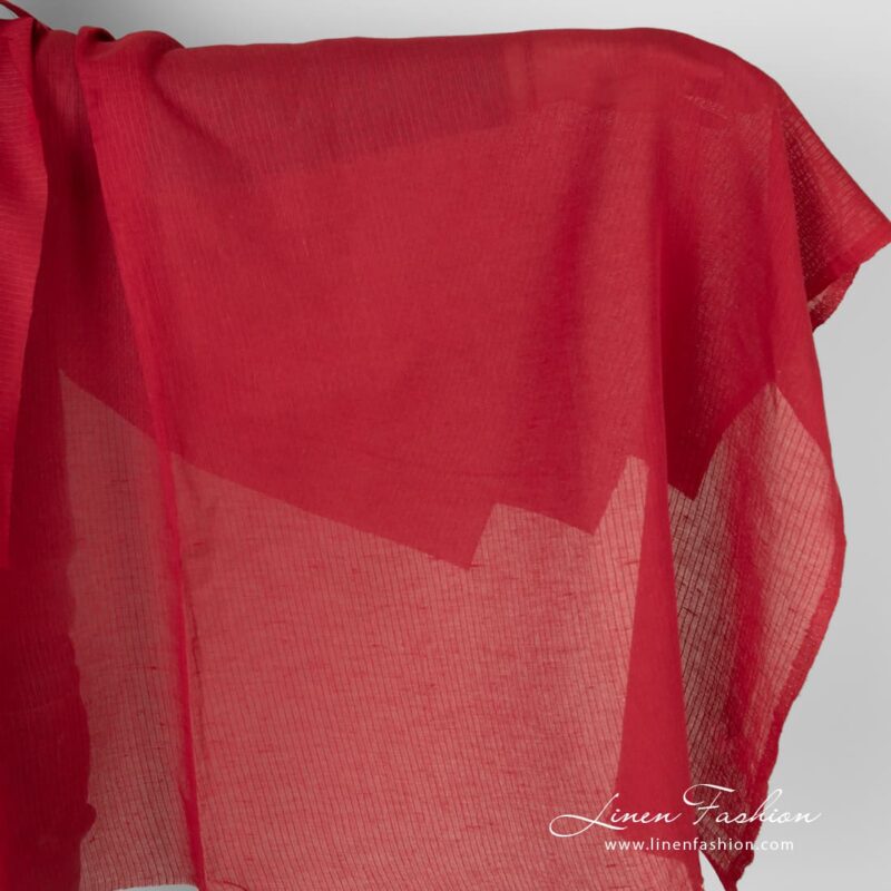 Transparent red linen cotton fabric