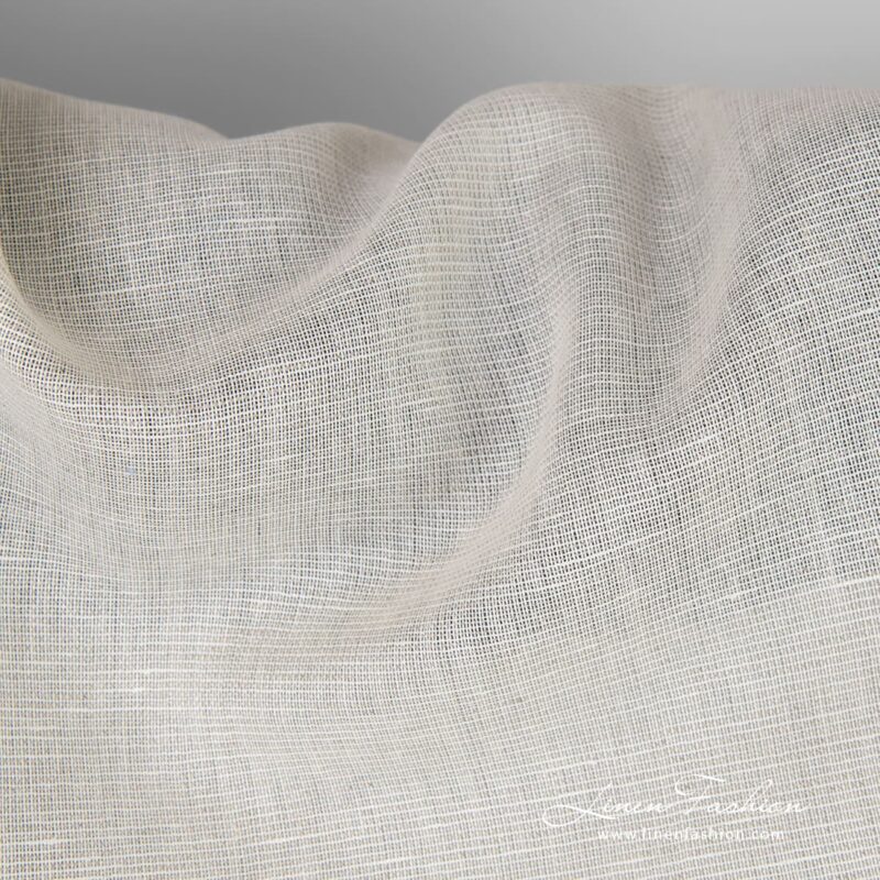 Transparent greyish white cotton linen fabric, gauze