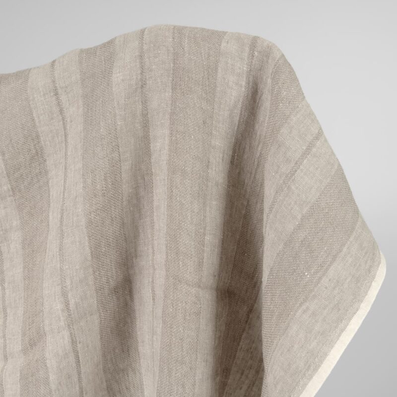 Washed linen fabric two tone beige stripes product photo