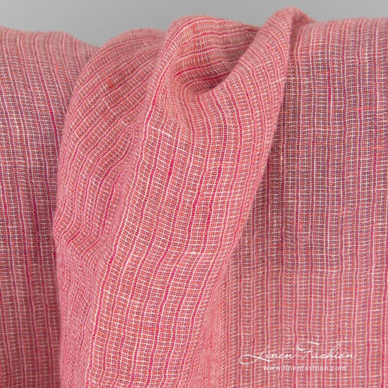 Pink linen fabric, specially washed to increase softness