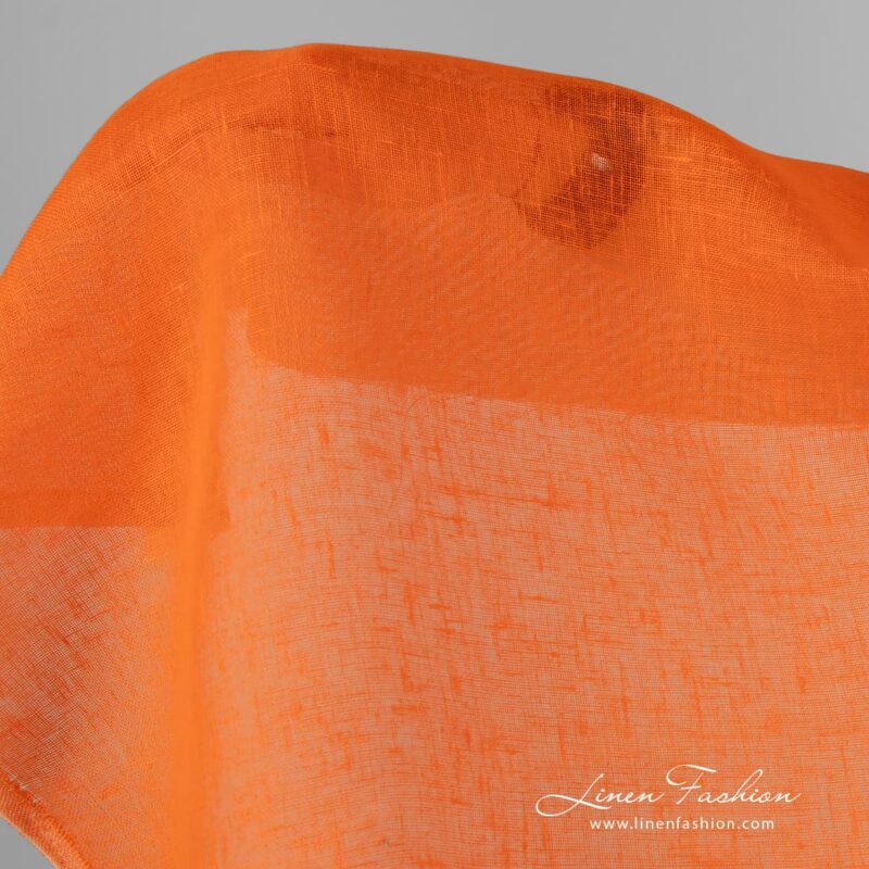Bright orange 100% linen fabric.