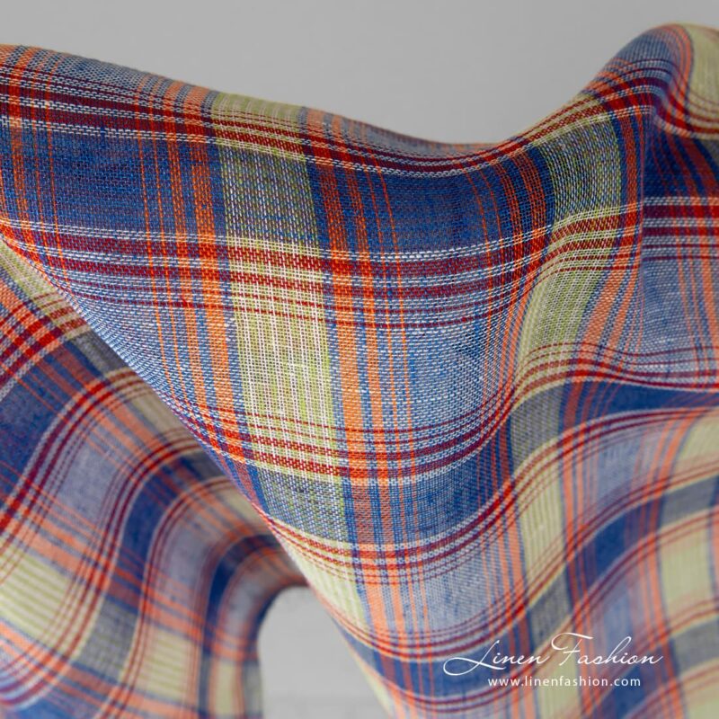 Transparent linen fabric in checks.