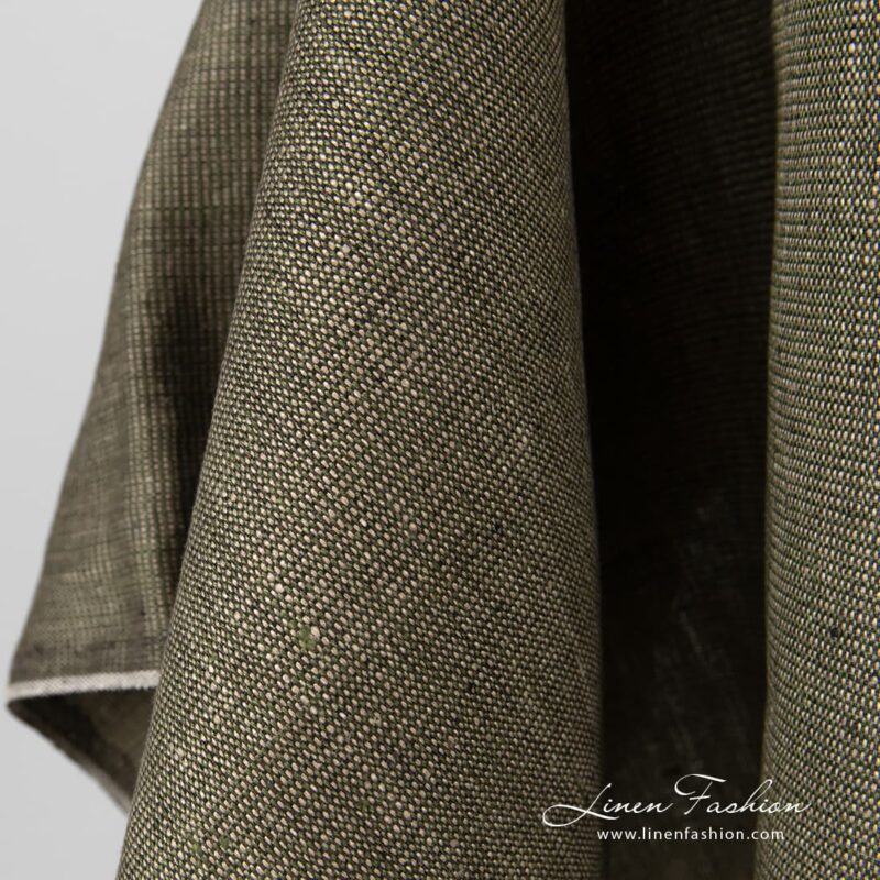 Greyish linen fabric.
