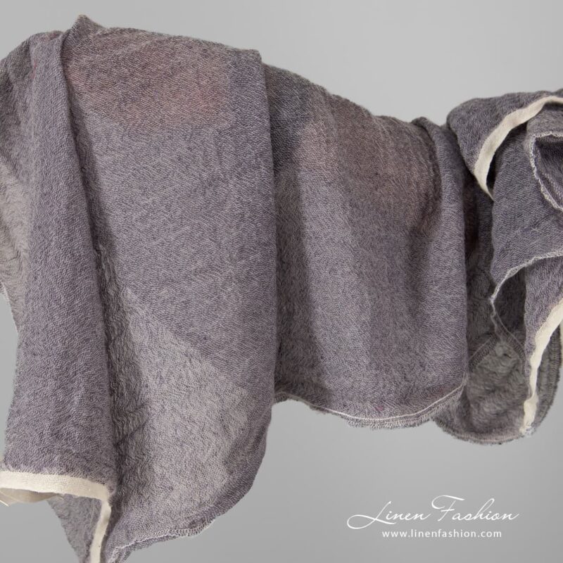 Linen wool violet fabric, washed.