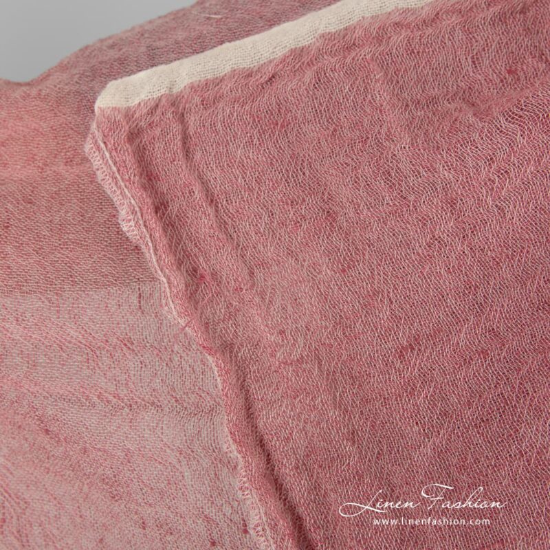 Washed linen wool peony pink fabric.