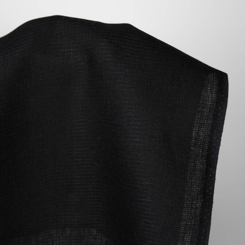 Linen fabric solid black waffle product photo