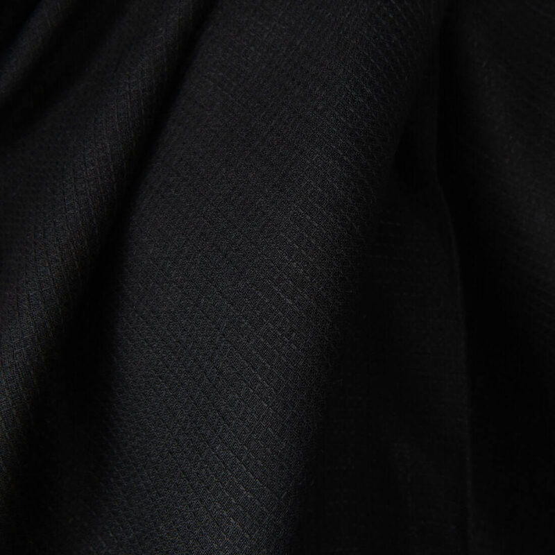 Linen fabric solid black waffle close up detail