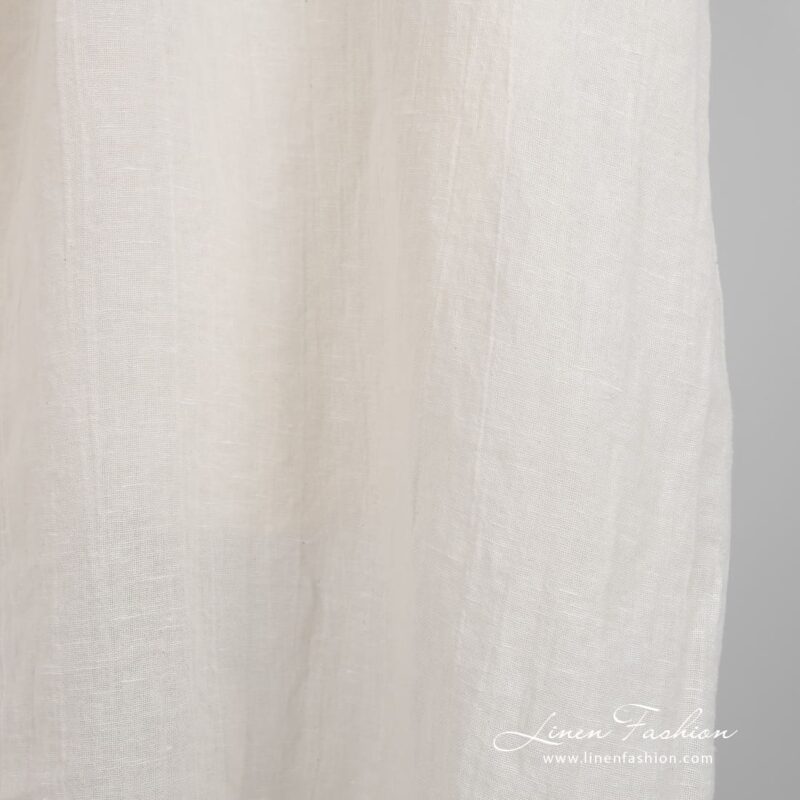 Off-white linen cotton fabric in plain weave, specially washed to increase softness
