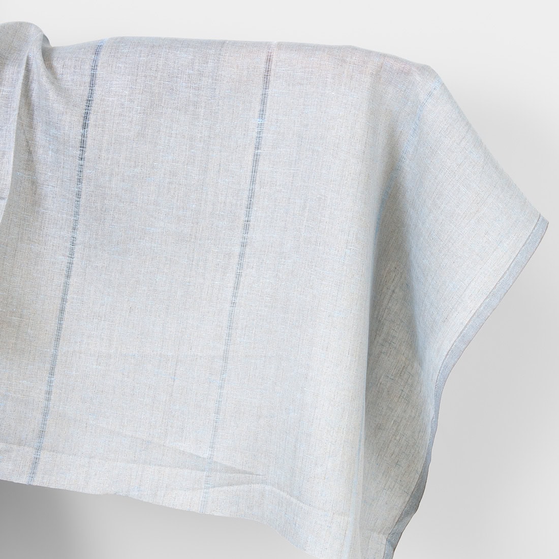 Linen fabric blue and natural with stripes