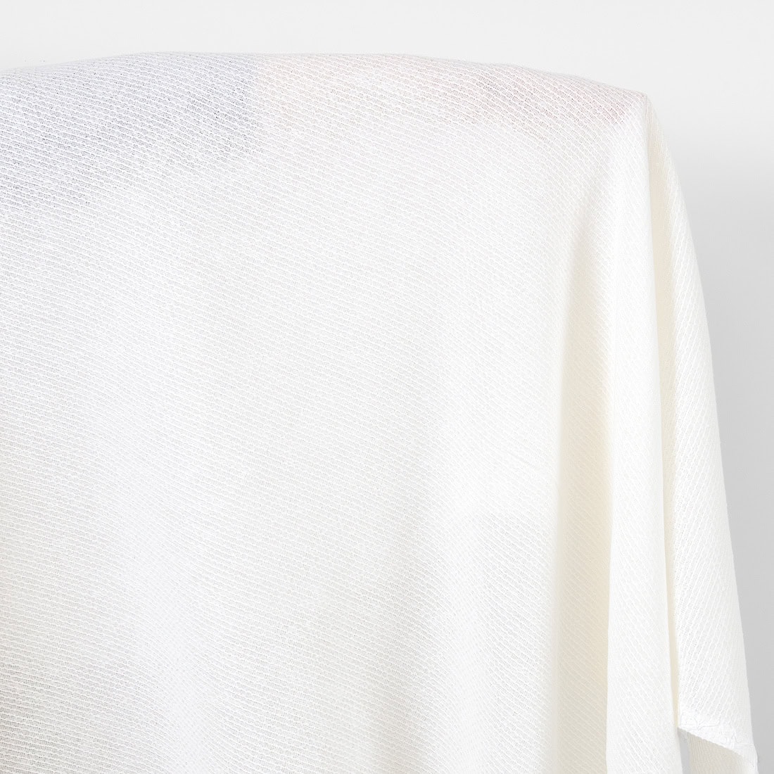 Linen cotton fabric white textured honeycomb