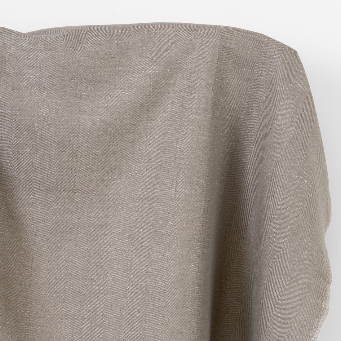 Linen cotton fabric dark beige and undyed herringbone