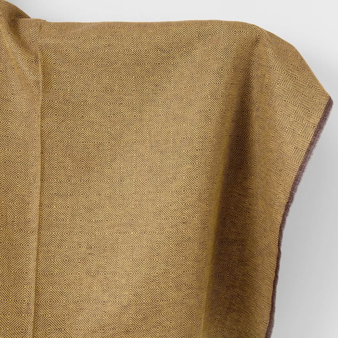 Linen cotton fabric brown and yellow diamonds