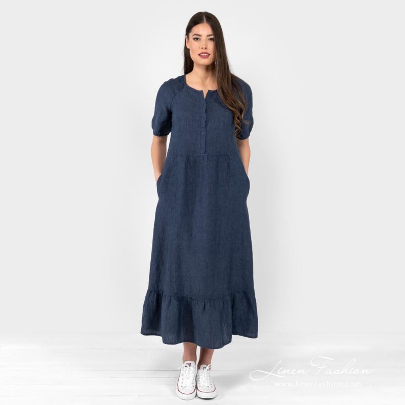 ZOE navy linen dress
