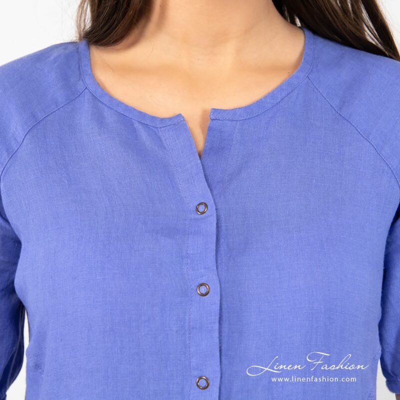 ZOE orchid linen dress with press buttons