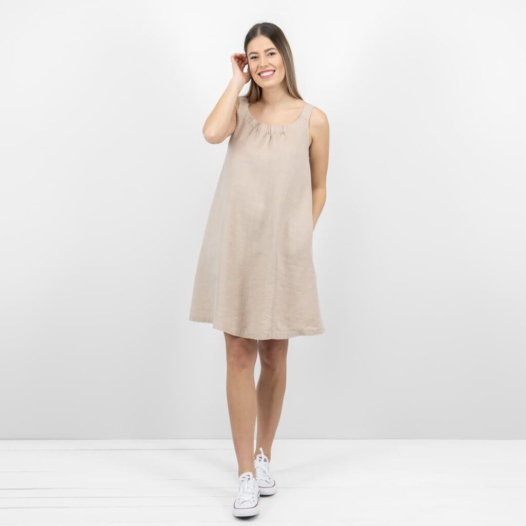 sand linen dress sleevless