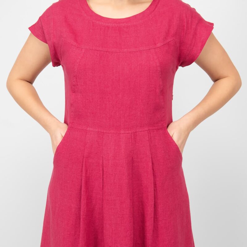 long red linen dress, with pockets