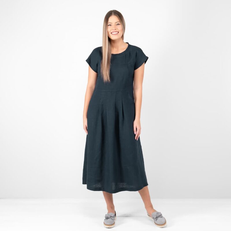 dark navy linen dress
