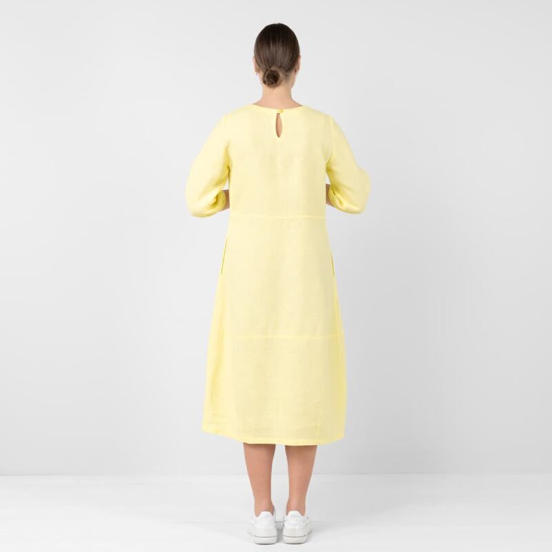 Pale yellow linen dress, 100% linen