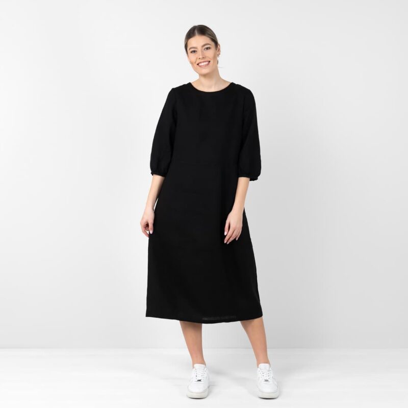 Black linen dress