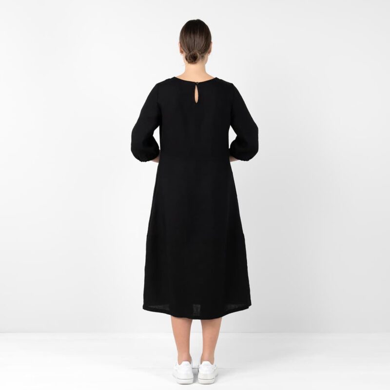 Black linen dress, 100% linen