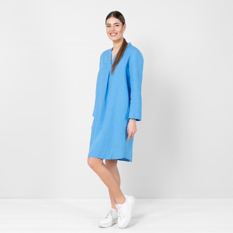 Light blue linen dress, long sleeves
