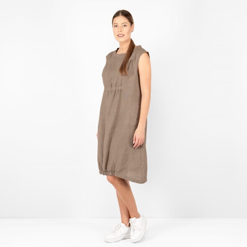 linen brown dress, washed