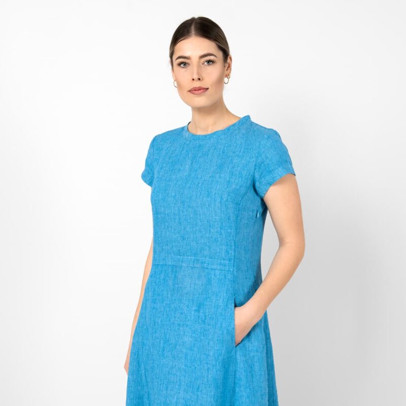 Blue linen dress
