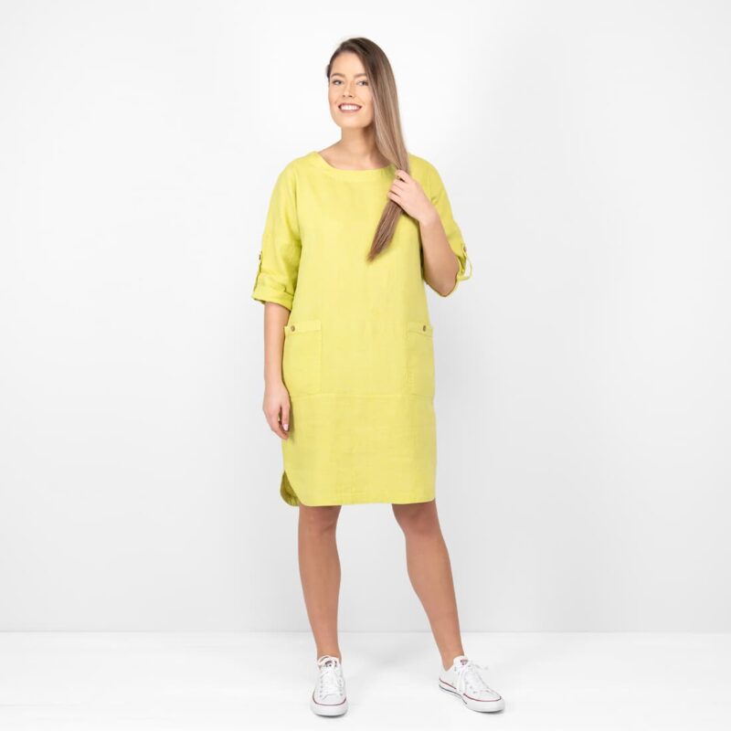 salad green linen dress Vili
