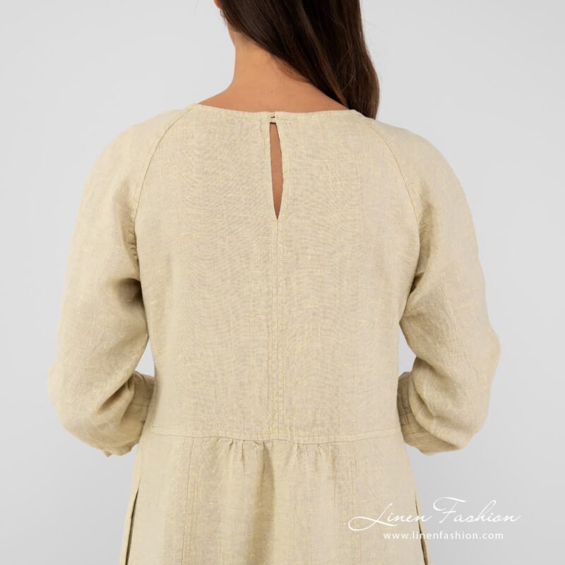 Pale yellow dress of 100% linen fabric.