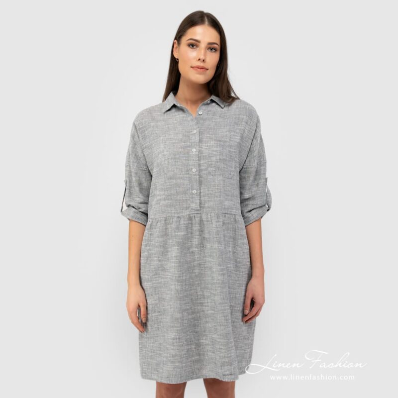 Grey linen cotton dress