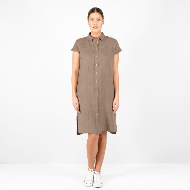 brown linen dress