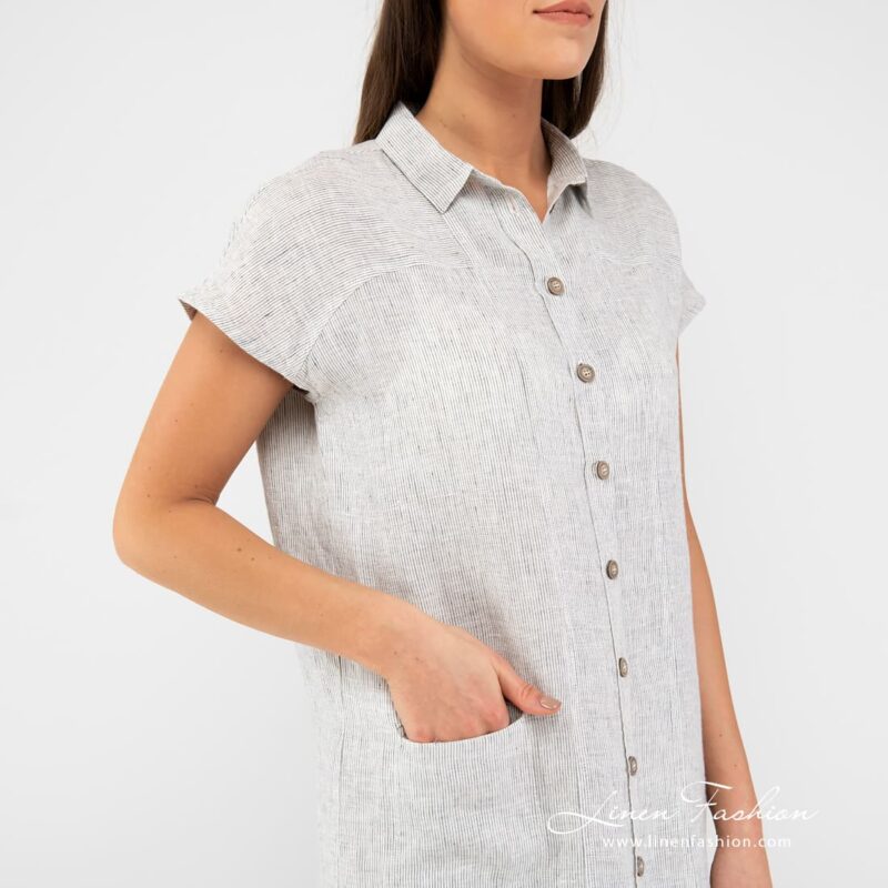 White linen dress with pocket