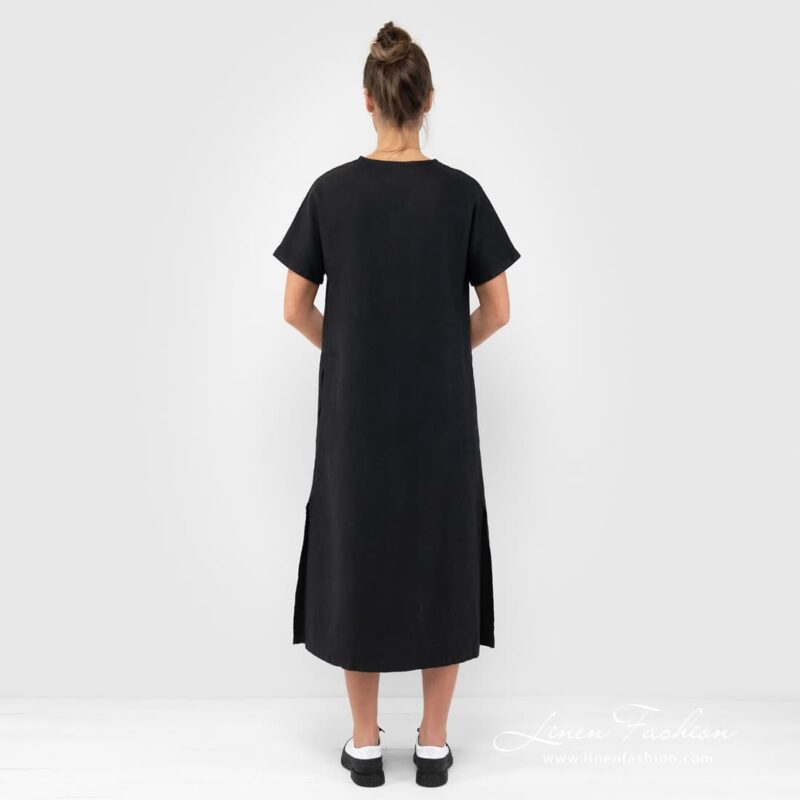 Black dyed linen dress.